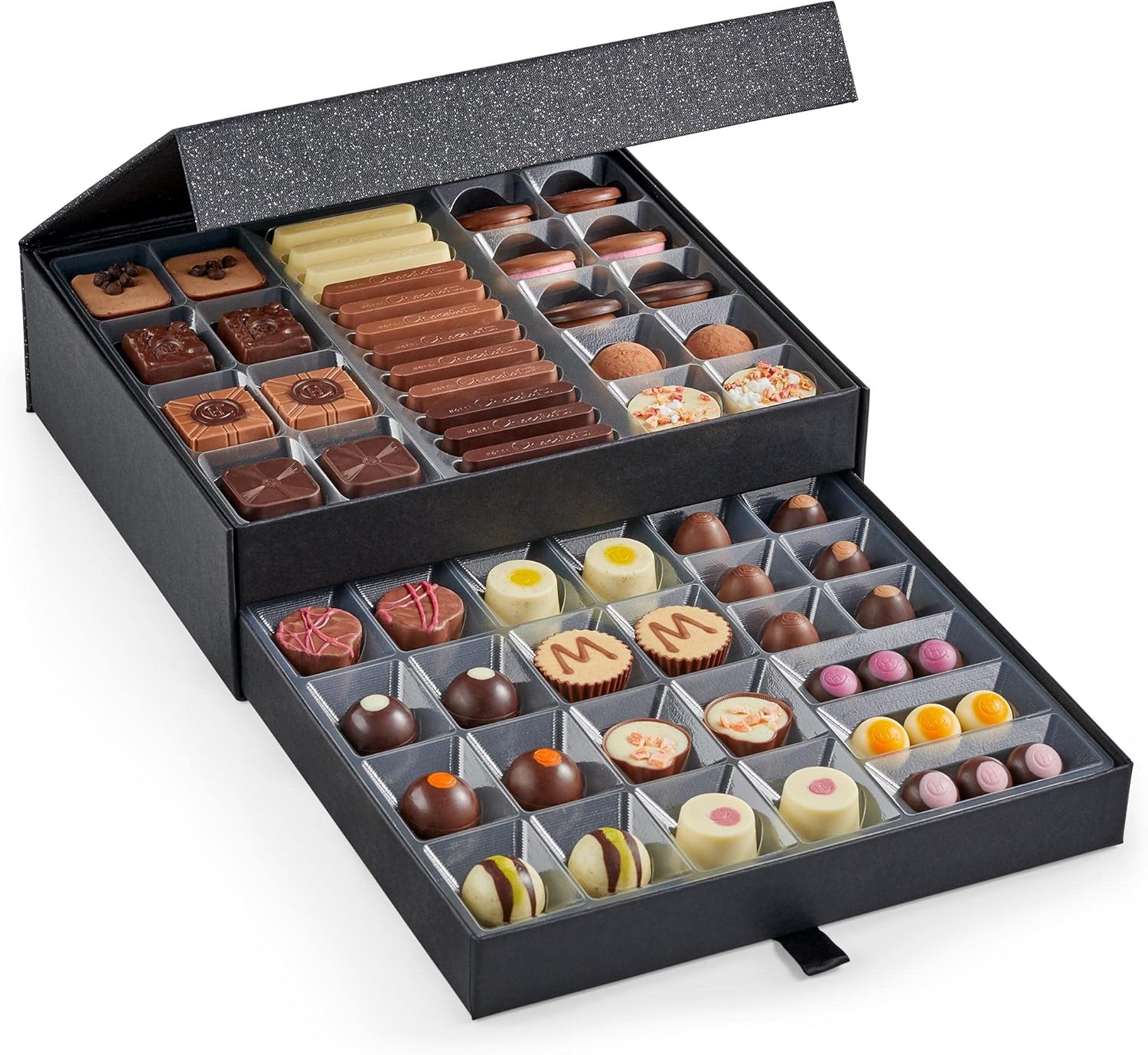 【Flash Sale】Hotel Chocolat Classic Cabinet 600g - Assortment of 61 Milk, White and Dark Chocolates - Large Chocolate Gift Box for Birthday