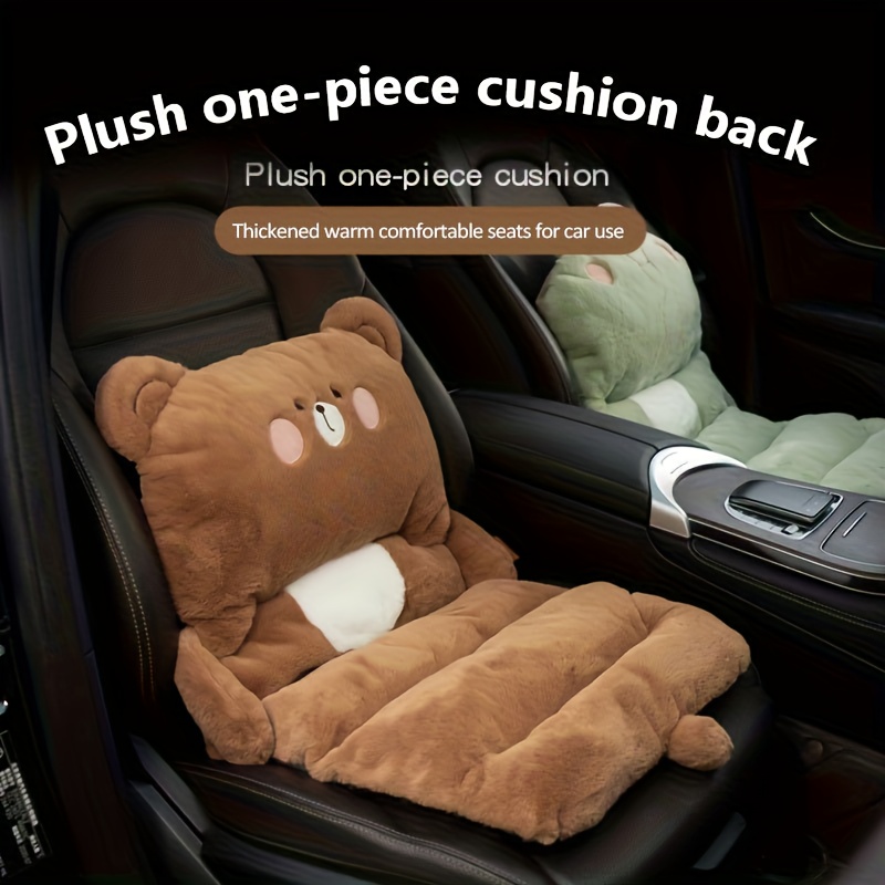 Winter Plush Car Seat Cushion with Cute Bear Design - Thickened Warm Backrest & Lumbar Support, Machine Washable Soft Bear-Shaped Seat Cover for Girls, Winter Car Accessories, Cozy Car Interior Accessory, Playful Car Decor, Durable Car Accessory, Comfortable Car Decor, Plush Material, Vehicle Owners