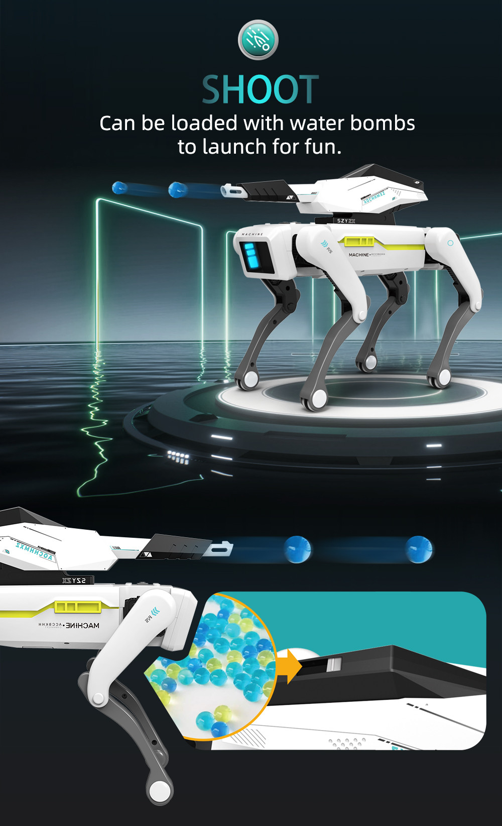 Electric RC Ai Intelligent Robot Dog Multifunction Bluetooth RC Mechanical Dog with turret Educational Toy Bionic Smart Robot Toy Gift